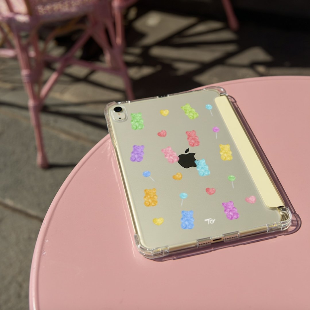 【 Bling Bling小熊橡皮糖】透明磨砂书本式iPad 保护套 - 平板/电脑保护壳 - 硅胶 