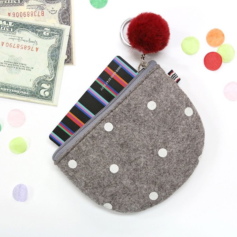 indigo 毛毡半月钥匙零钱包V5-灰色,IDG72033 - 钥匙链/钥匙包 - 聚酯纤维 灰色