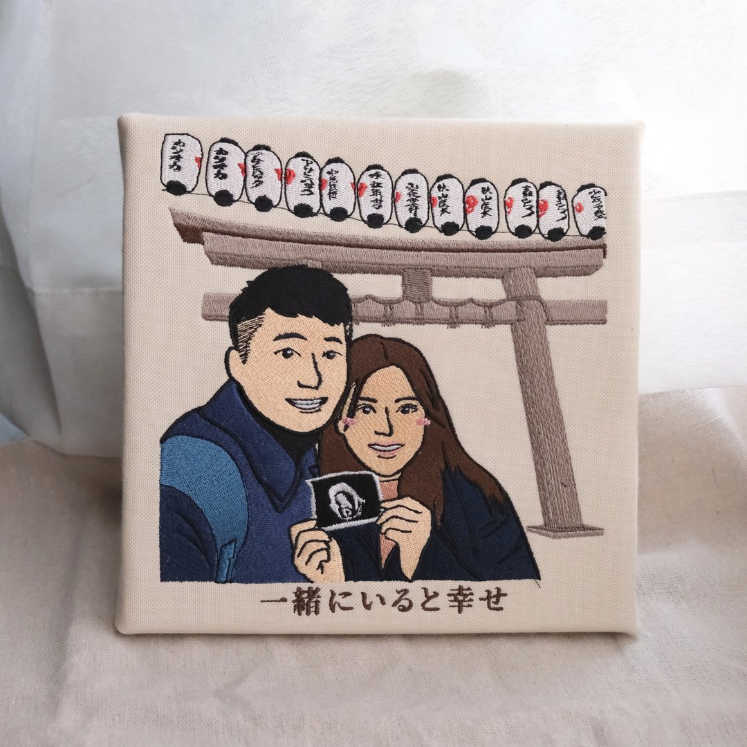 【似颜绘刺绣无框画】 - 订制画像 - 绣线 