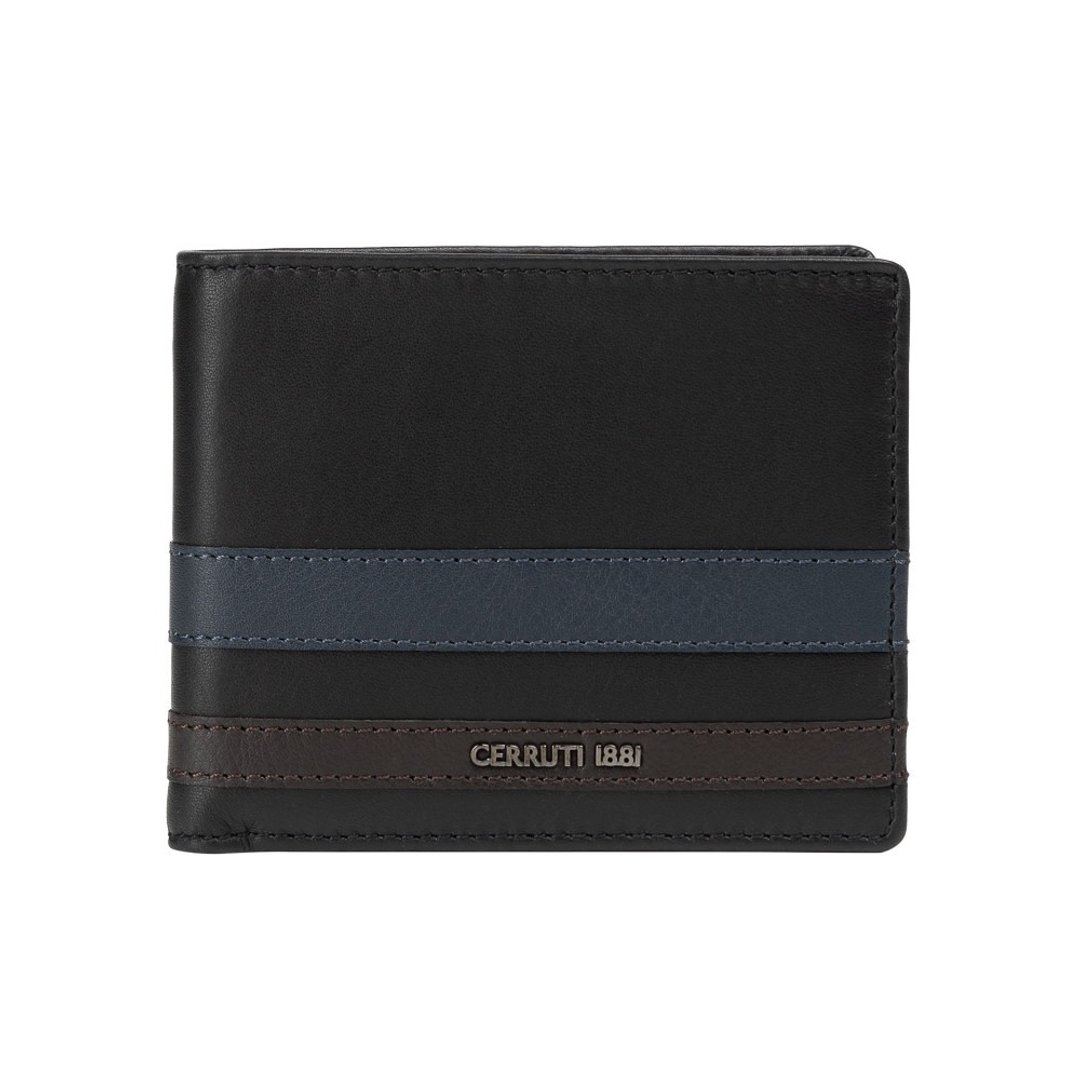 CERRUTI 1881 限量2折 顶级小牛皮12卡短夹 全新专柜展示品 - 皮夹/钱包 - 真皮 黑色