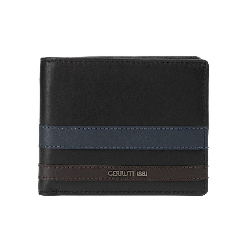 CERRUTI 1881 限量2折 顶级小牛皮12卡短夹 全新专柜展示品 - 皮夹/钱包 - 真皮 黑色