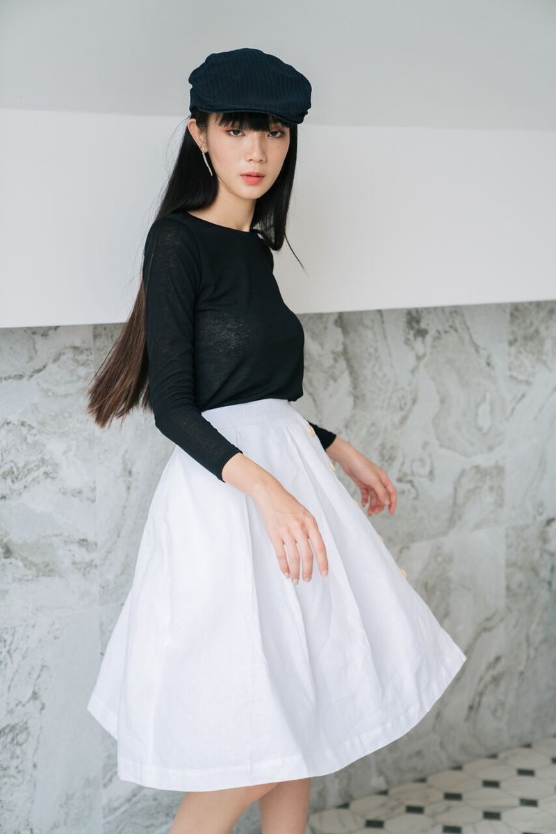 Ladies' Pleated Skirt - 裙子 - 亚麻 白色
