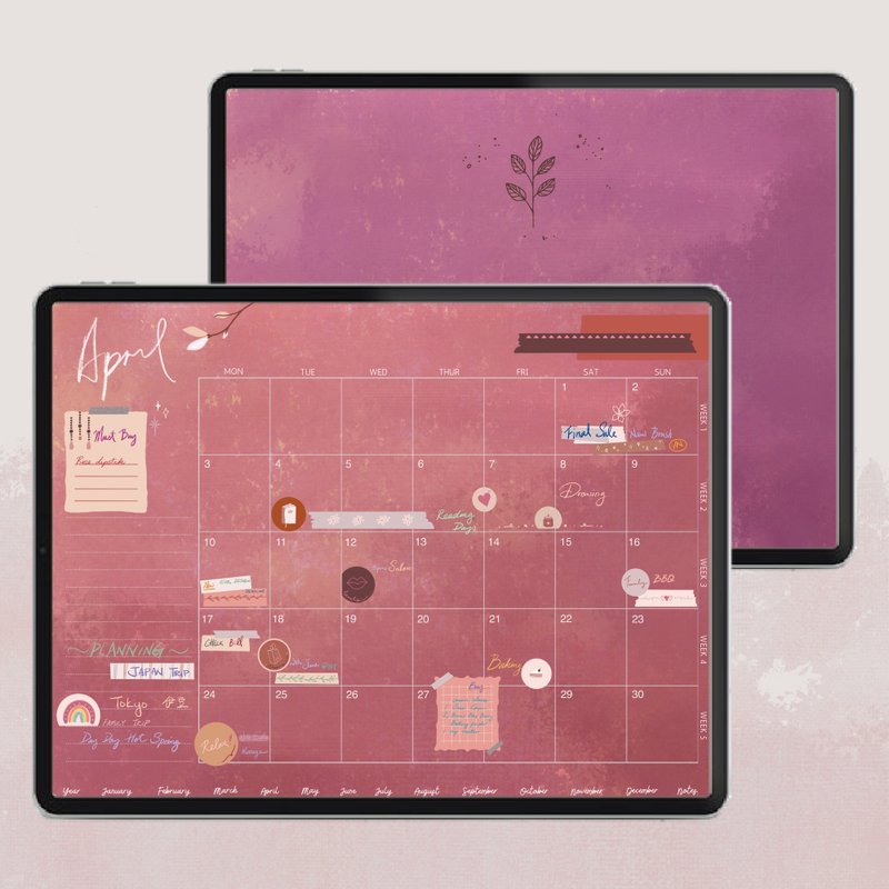 玫瑰色无时效超链接电子手帐 Goodnotes - 电子手帐及素材 - 其他材质 