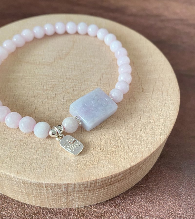 ʚ(圆的兔几)ɞ   串珠手环 ๑粉红翡翠+紫翡牌 - 手链/手环 - 玉石 绿色