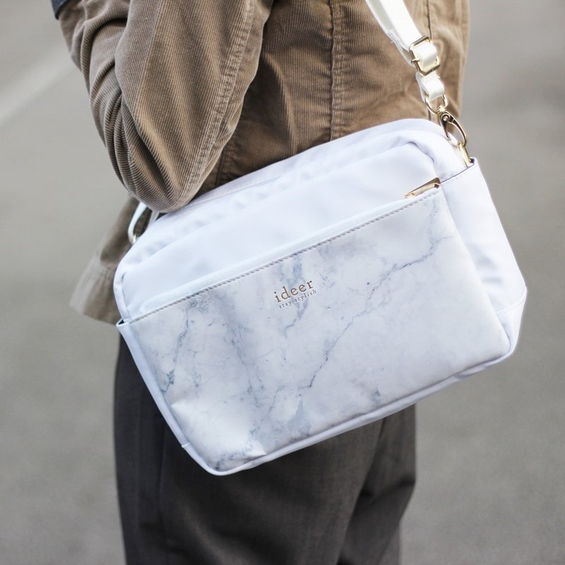 Kayton白色大理石纹White Marble皮革纹防泼水尼龙侧背手提相机包 - 相机包/相机袋 - 其他材质 白色