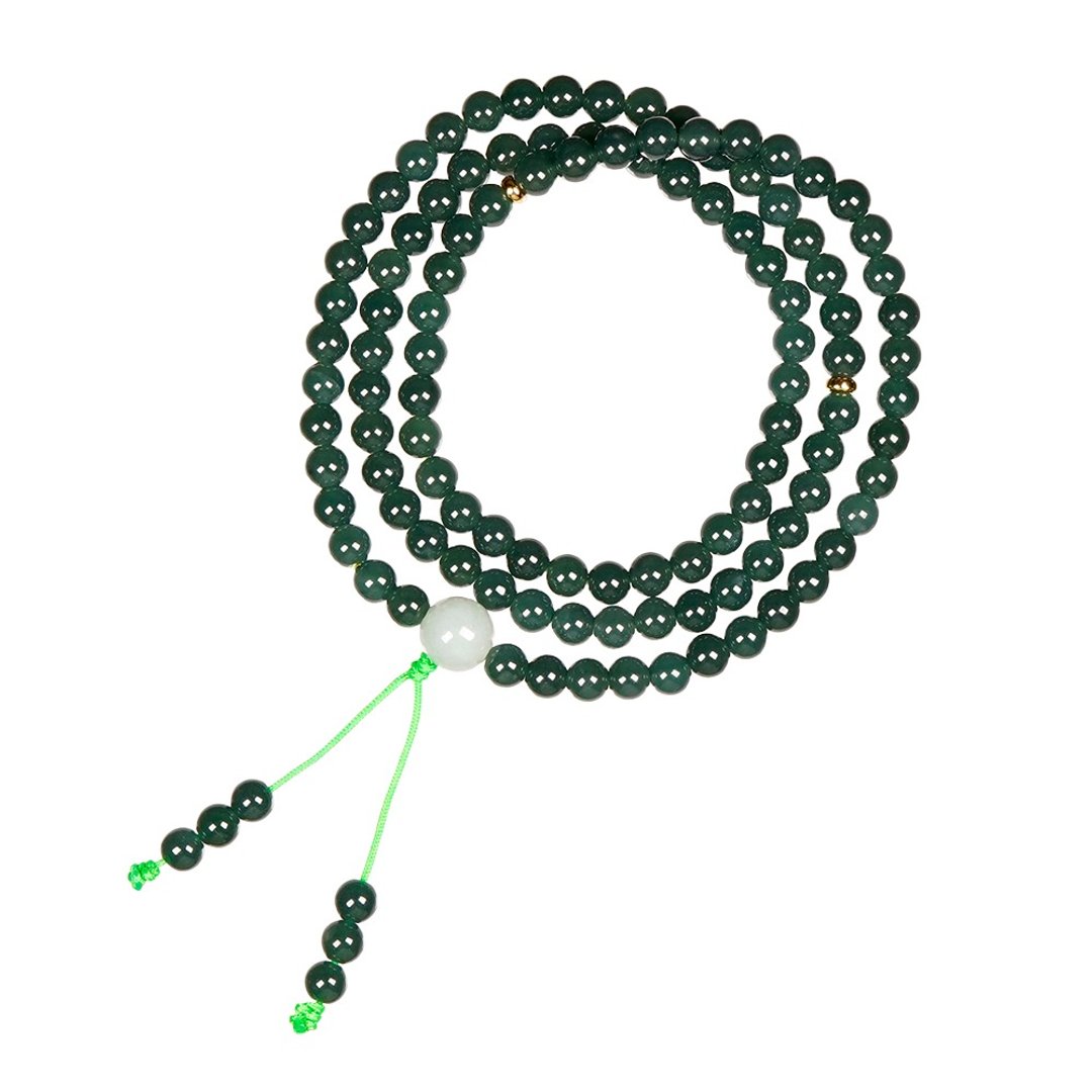 【正佳珠宝】翡翠 高品冰种蓝水翡翠 6mm 108颗转运珠 天然A货 - 手链/手环 - 半宝石 多色