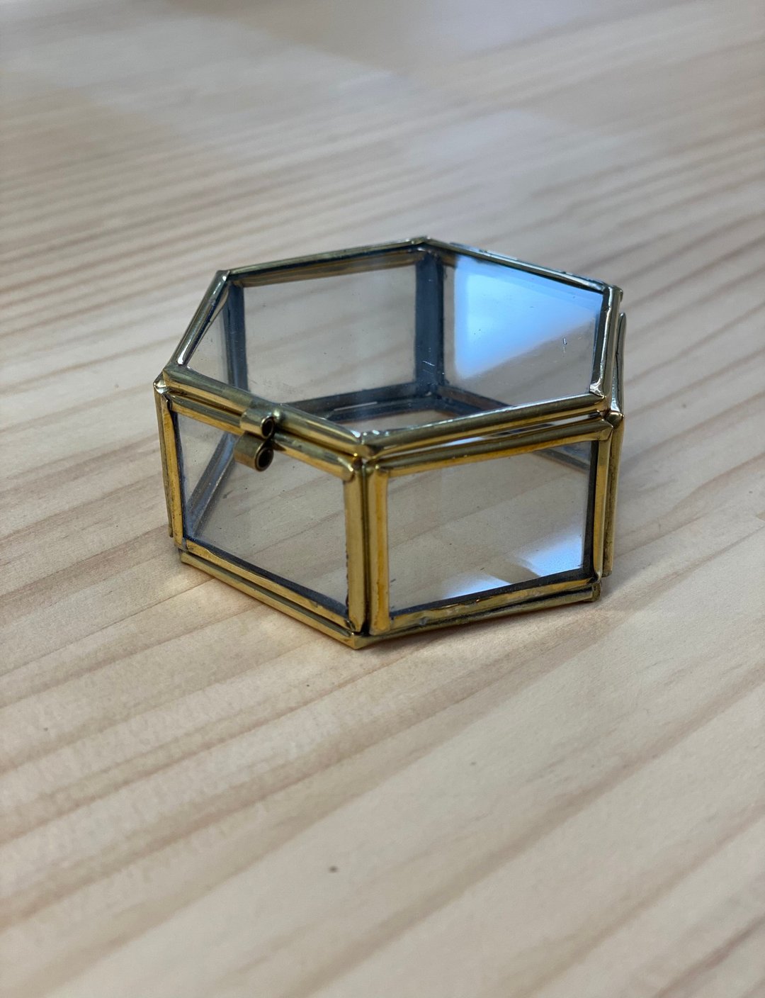 Glass box case hexagon (M size) - 收纳用品 - 玻璃 金色