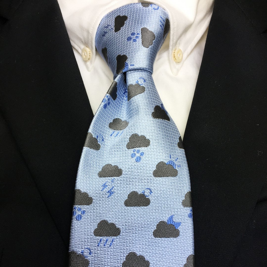 Cloud tie sax blue small pattern - 领带/领带夹 - 棉 蓝色