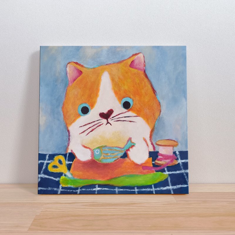 【居家布置】小黄猫包礼物-儿童房装饰画/无框画/礼物提案 - 摆饰 - 纸 橘色