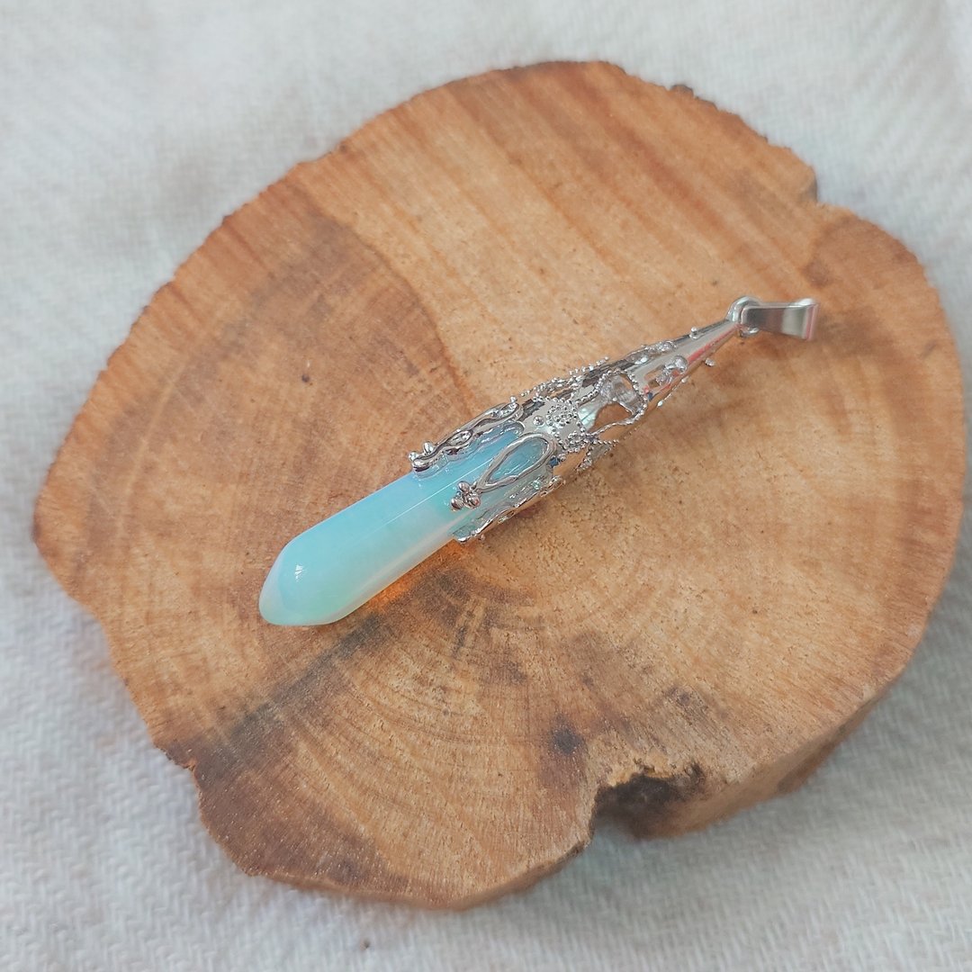 欧泊/蛋白石 (Opal) 吊咀/灵摆 - 项链 - 其他金属 紫色