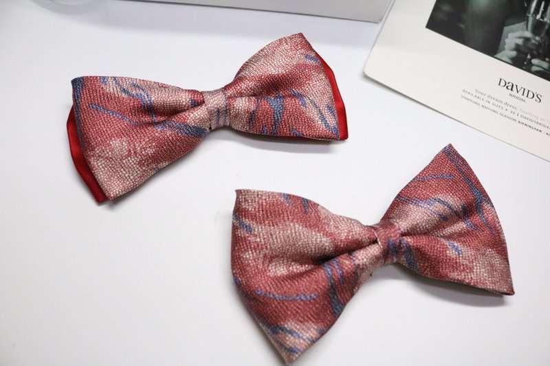 玫紅色蜥蜴暗紋真絲領結/經典紳士蝴蝶結 - 领带/领带夹 - 丝．绢 多色