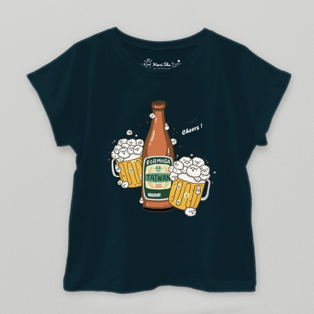 泡泡羊台湾啤酒T-shirt - 男装上衣/T 恤 - 棉 黑色