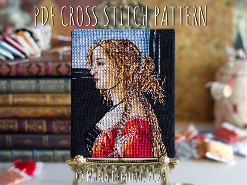 Portrait of a Young Woman - Sandro Botticelli - PDF cross stitch pattern 十字绣 - 手工艺教程/工具书 - 其他材质 