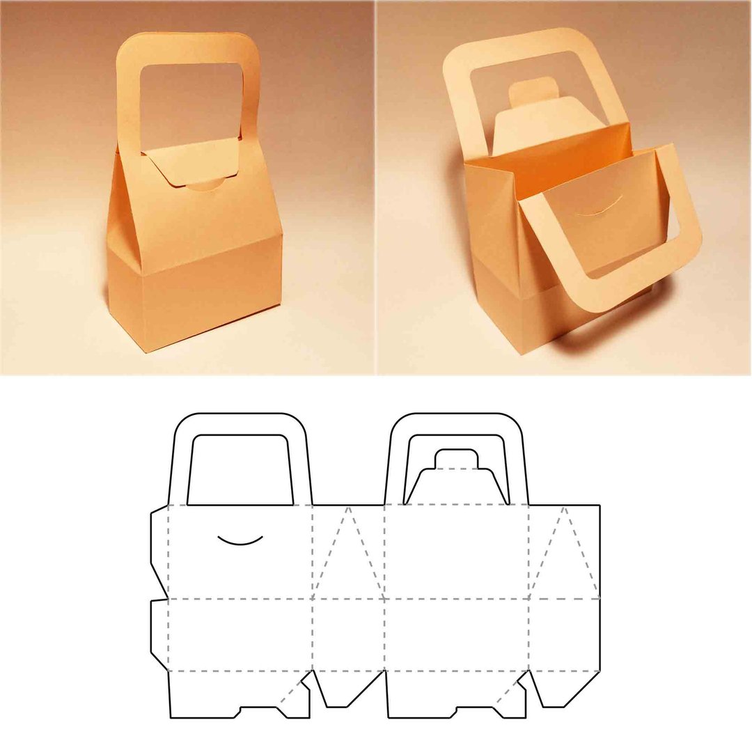 Gift bag template, present bag, gift box, present box, box with handle, Cricut - 图文模板设计 - 其他材质 