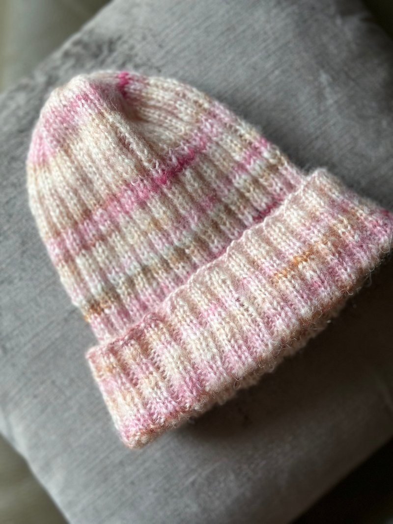 纯手工棒针编织 精选软糯缎染马海毛 横田冷帽杂志款设计 毛帽 - 帽子 - 羊毛 