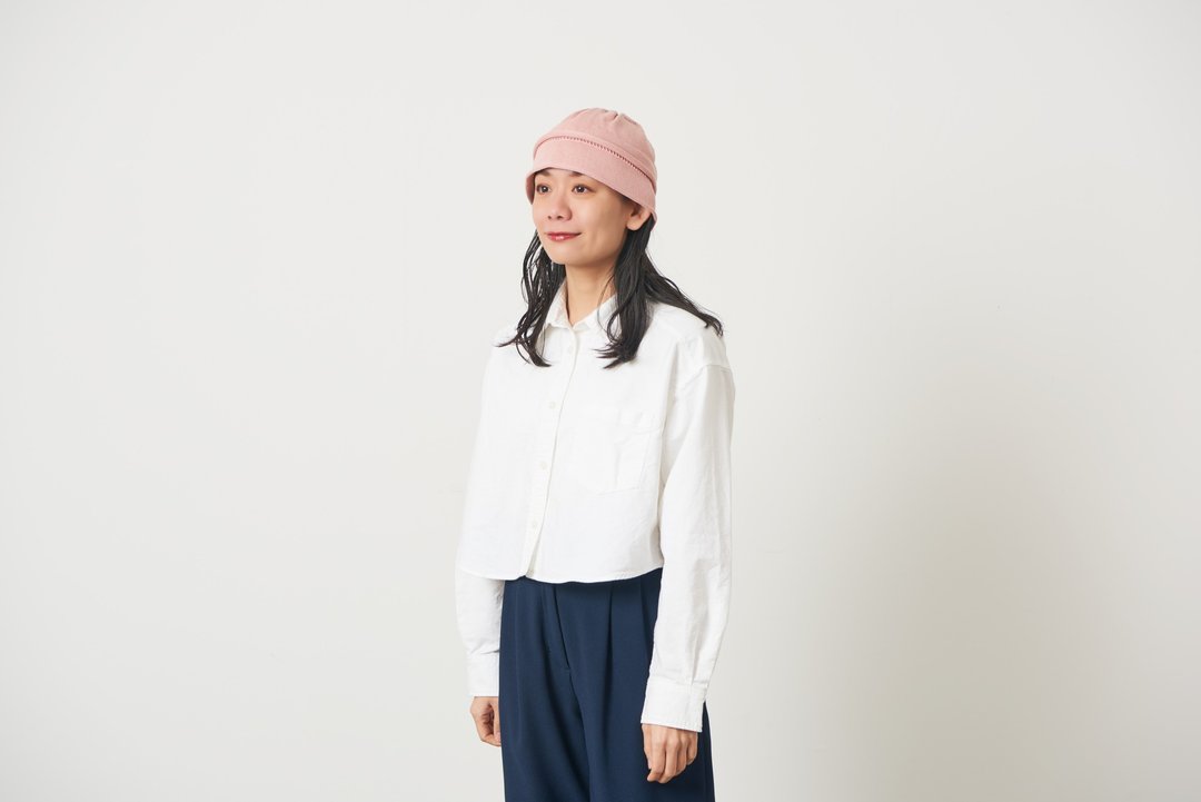 日本製 CHARM 棉质设计款针织帽 - 帽子 - 棉 粉红色