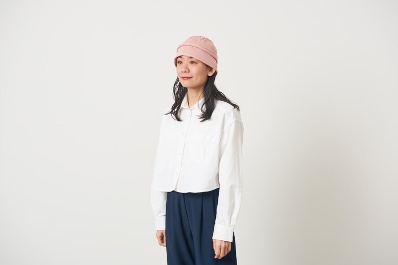 日本製 CHARM 棉质设计款针织帽 - 帽子 - 棉．麻 粉红色