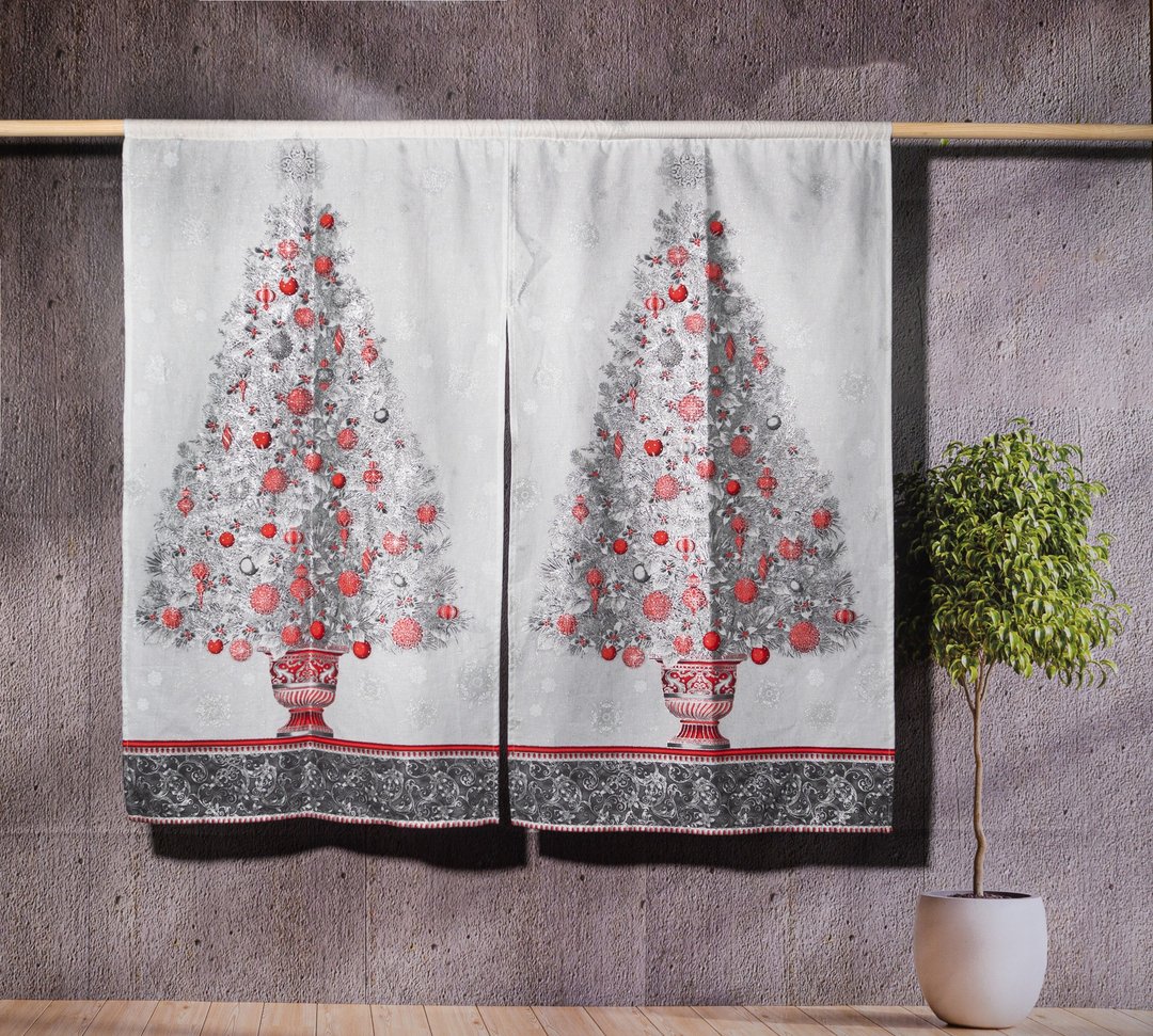 限量 黑金/白金 圣诞树门帘 烫金印花 日本产布料 - 海报/装饰画/版画 - 棉 金色