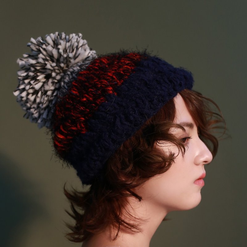 MR.STORE自家制 纯手工 红蓝灰菠萝头毛线帽子 - 帽子 - 羊毛 