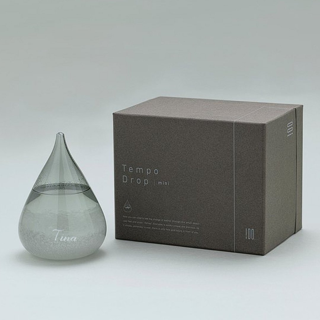 11cm【日本进口Tempo Drop Dawn天气瓶】mini 黑夜水滴天气球 - 摆饰 - 玻璃 灰色