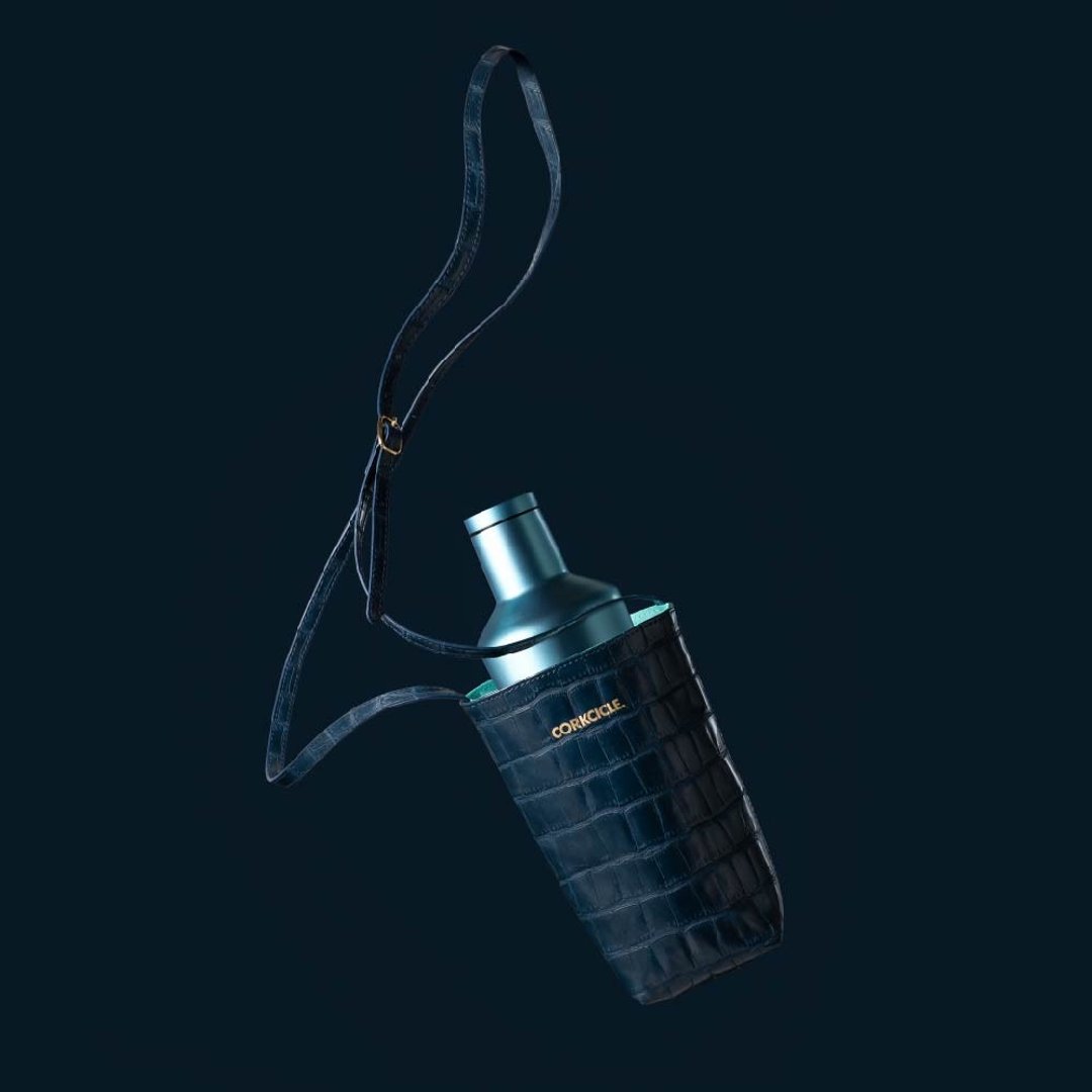 【新品上市】CORKCICLE CARRY SLING 皮革水壶袋-鳄鱼压纹 - 随行杯提袋/水壶袋 - 聚酯纤维 蓝色