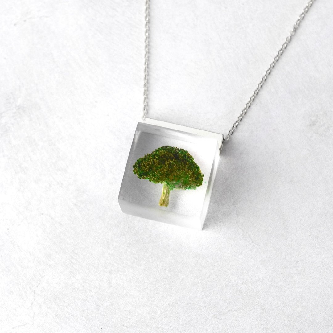 Broccoli Necklace, Made in Japan, Flower lover, Stainless Steel, Silver - 项链 - 树脂 绿色