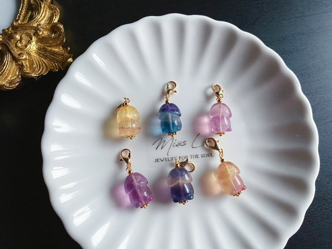 618 萤石 丁丁 招财 水晶 招桃花 招人缘 随意扣 礼物 Fluorite - 吊饰 - 水晶 紫色