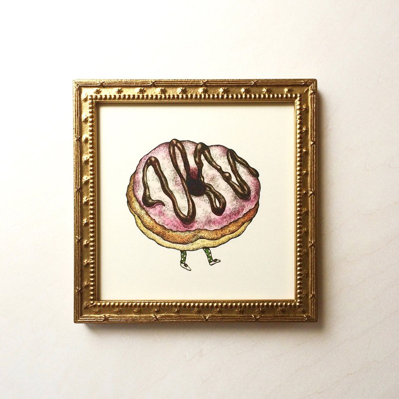 150 方形甜甜圈君艺术印刷品/插图复制品 - 海报/装饰画/版画 - 纸 粉红色