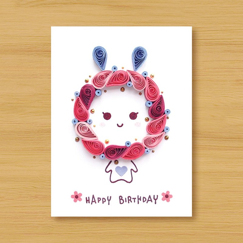 ( 2款供选择 ) 手工卷纸卡片 _ 祝福兔 - 生日卡 - 卡片/明信片 - 纸 粉红色
