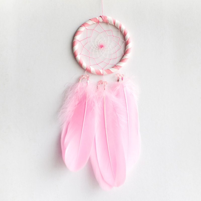 渐层线 双色款 (白+粉红色 ) 捕梦网 10cm - 居家布置、乔迁礼物 - 摆饰 - 其他材质 粉红色