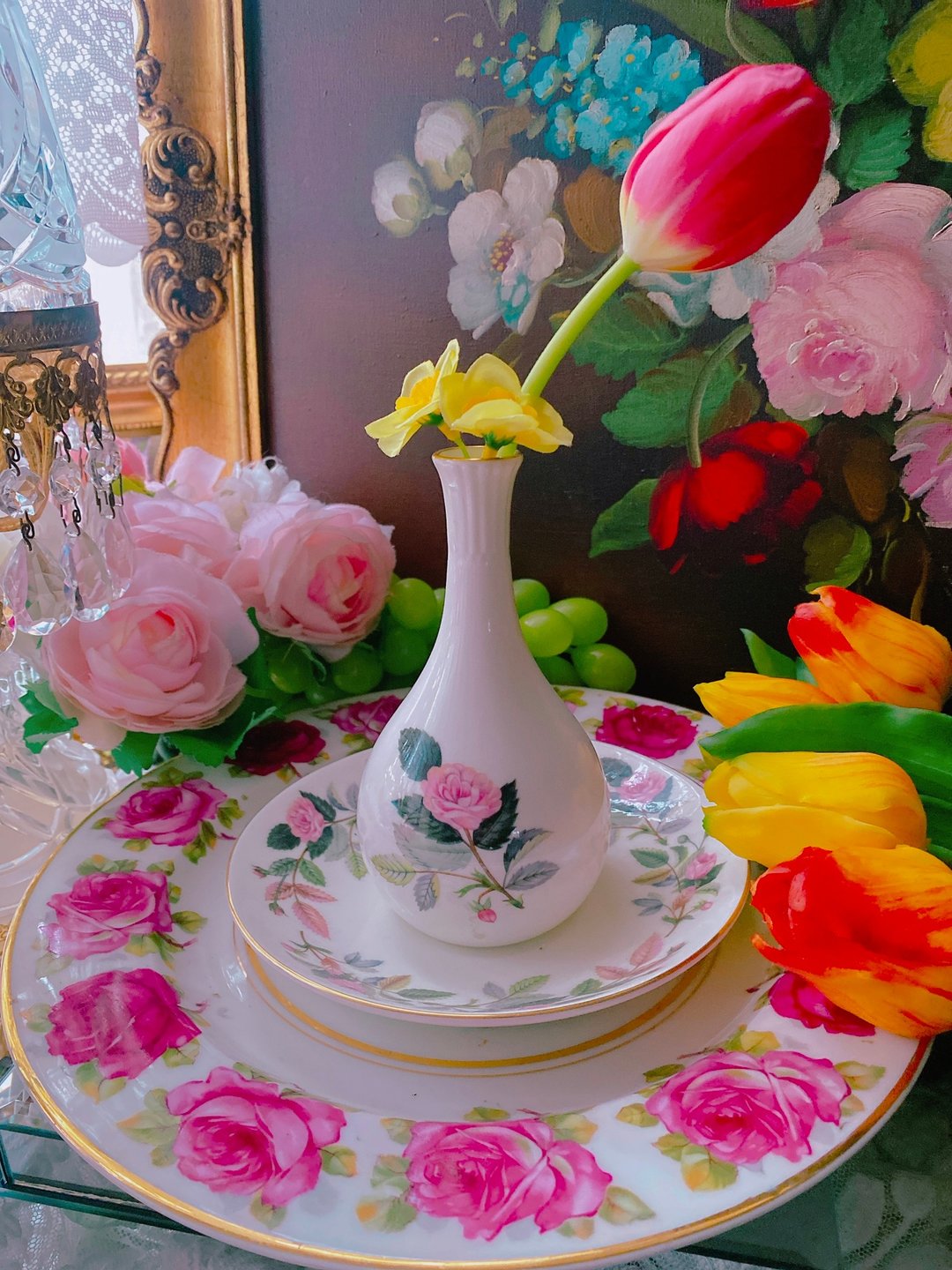 英国骨瓷皇家御用Wedgwood 海瑟薇粉红玫瑰花 花瓶花器 - 花瓶/陶器 - 瓷 多色