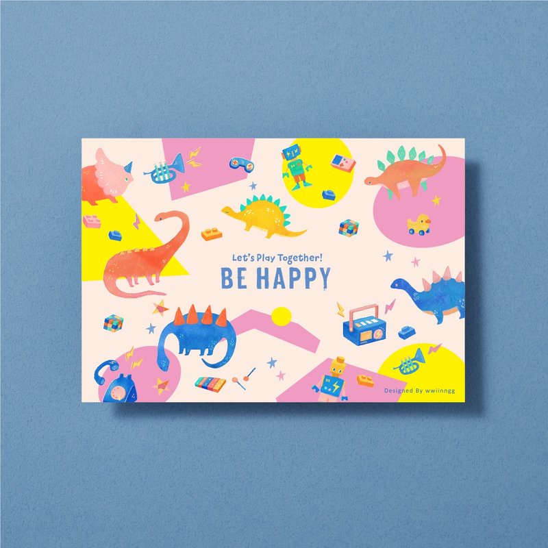 插画明信片-Let's play together - 卡片/明信片 - 纸 粉红色