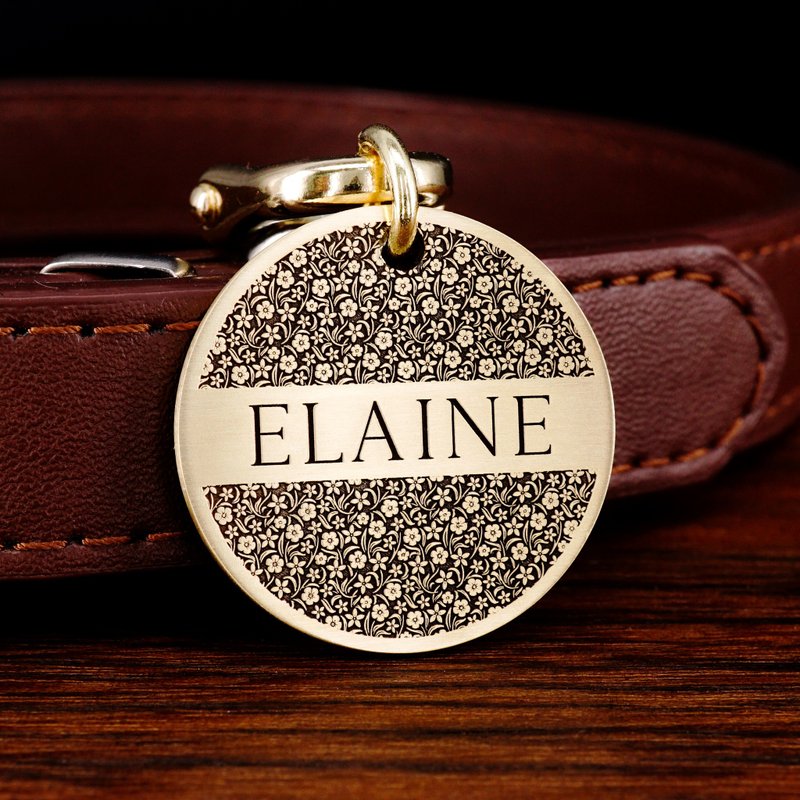 雕刻黄铜狗牌 猫牌 花狗牌 花狗项圈牌 狗用品 宠物礼品 - 项圈/牵绳 - 铜/黄铜 金色