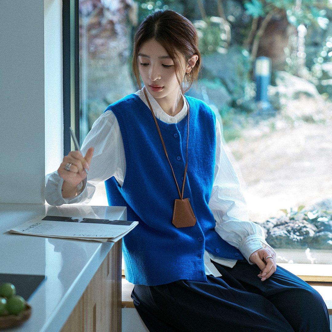 正反穿圆领背心|背心|两色|秋款|Sora-1597 - 女装背心 - 羊毛 多色