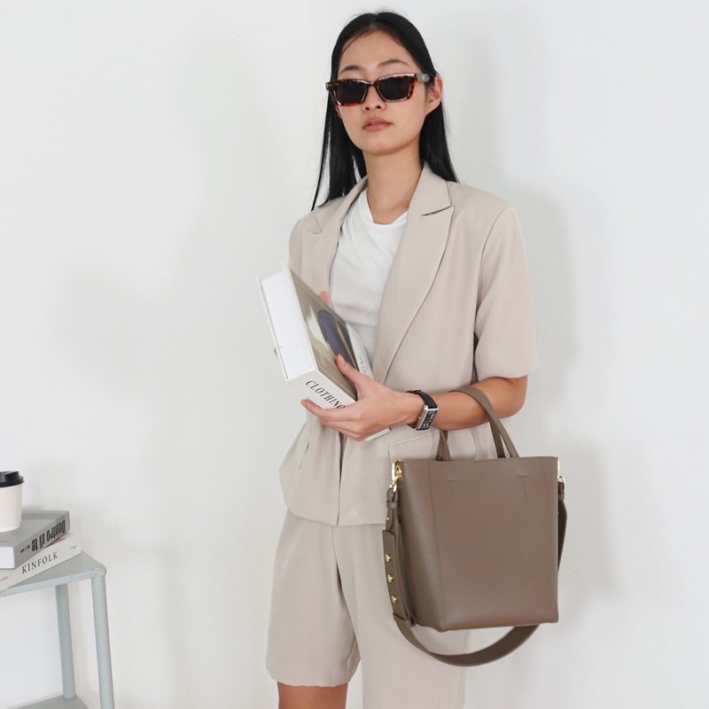 Everyday 系列 托特包/手提包/斜背包 M 号 -  灰褐色 - 手提包/手提袋 - 人造皮革 咖啡色