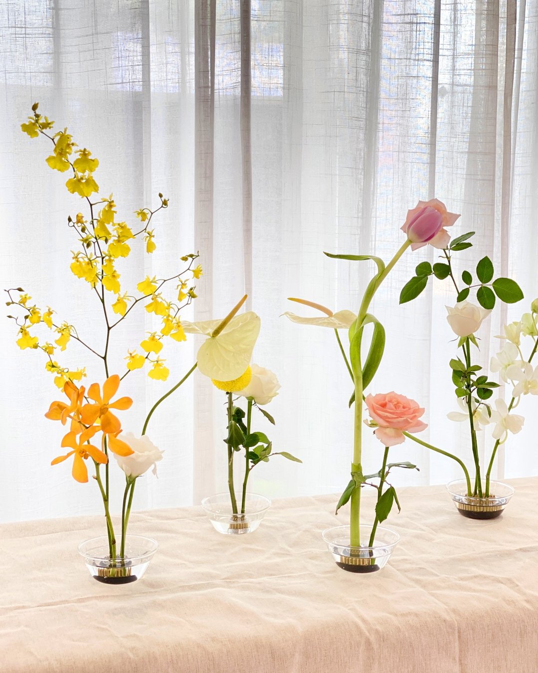 剑山花盘 花材包 三件一组 花器 剑山插花 日式插花 花道 华道 - 花瓶/陶器 - 玻璃 透明