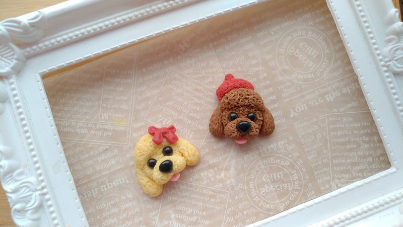 黏土贵宾狗造型磁铁 - 冰箱贴/磁贴 - 粘土 橘色