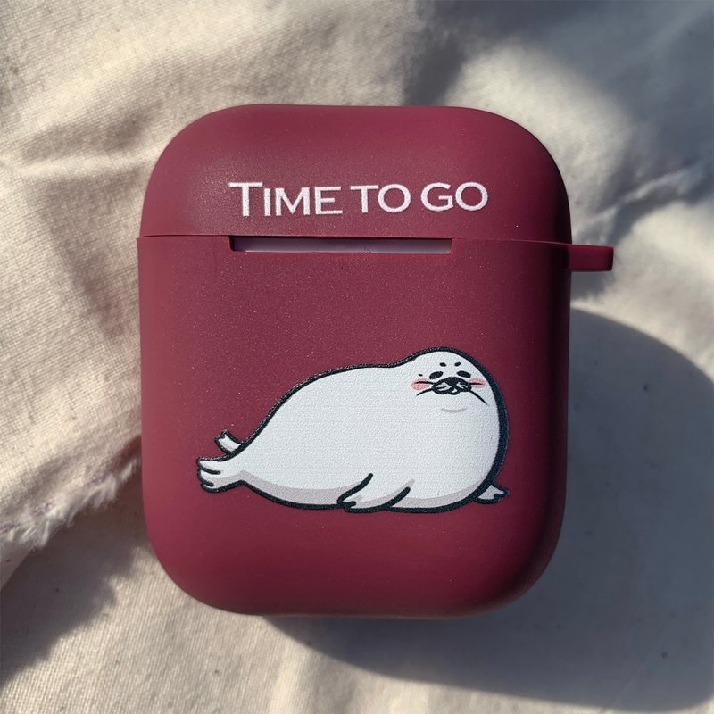 废物小海豹 勃艮第酒红色磨砂软壳 AirPods 耳机保护套 耳机壳 - 耳机 - 橡胶 红色