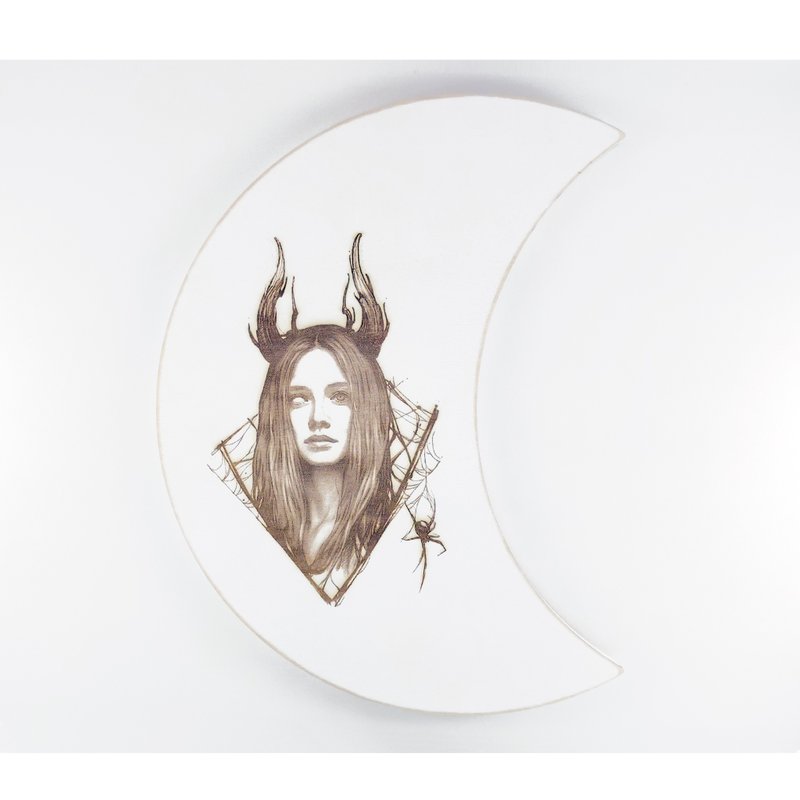 Crescent moon wall art, Moon wall hanging, Witchy home decor, Celestial Moon - 墙贴/壁贴 - 木头 