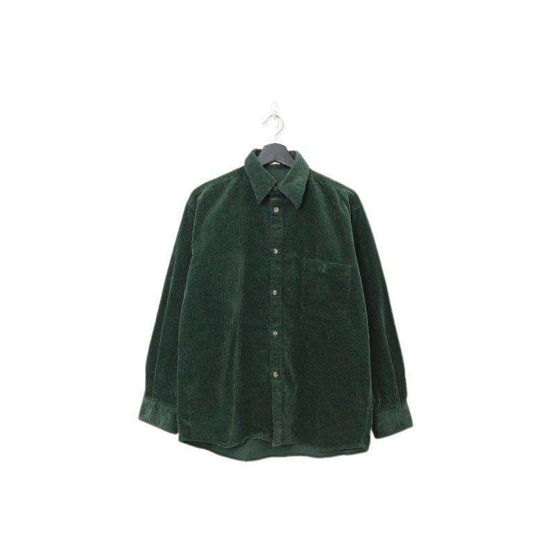 Back to Green-灯芯绒长袖衬衫  深绿色 简约 DL-01//vintage - 男装衬衫 - 棉．麻 