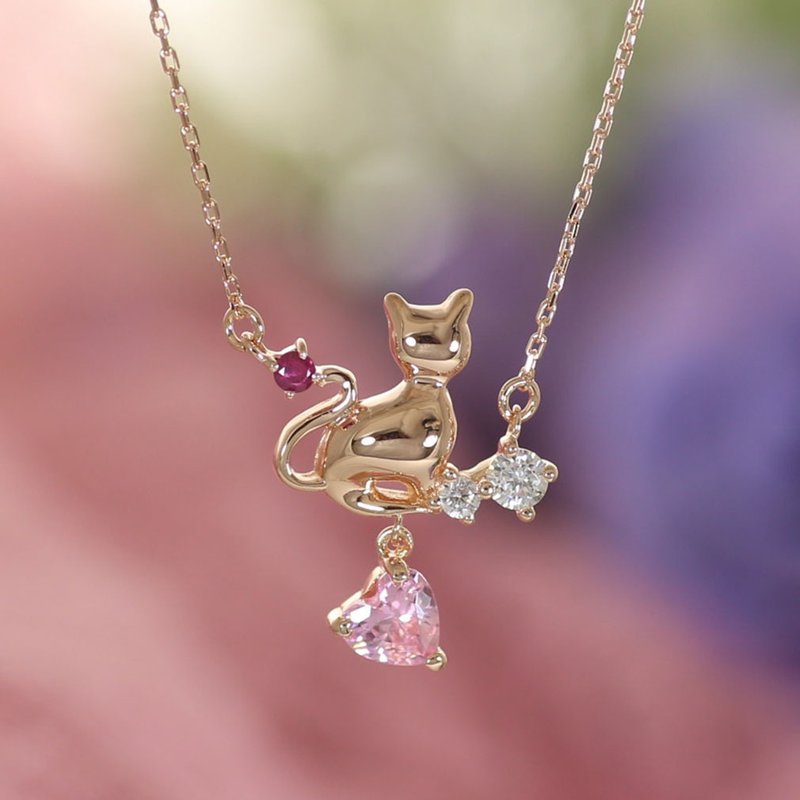 DeVarier yg801-rub July Birthday Gift Ruby Birthstone Natural Stone Swaying Necklace Women's Allergy Free Gold Wrapping - 项链 - 玫瑰金 金色