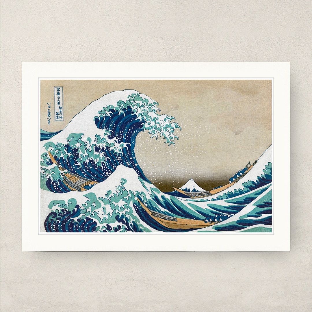 【B4 艺术画卡・B4 Poster】葛饰北斋・神奈川冲浪里 - 海报/装饰画/版画 - 纸 卡其色