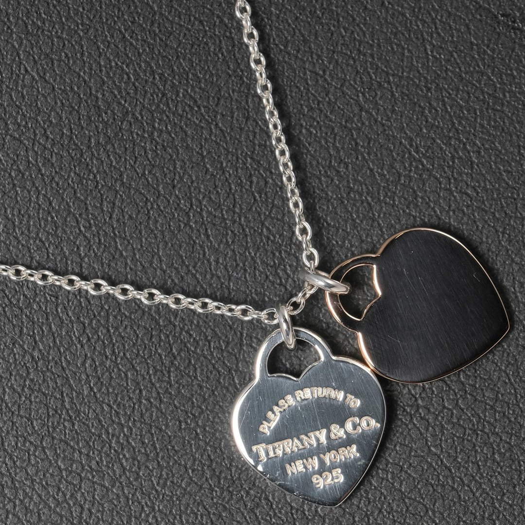 【日本直送】蒂芙尼 Return to Tiffany Double Mini Heart Tag 项链 纯银 925 玫瑰金属 TIFFANY&Co. 女性【二手】A 级 - 项链 - 银 银色