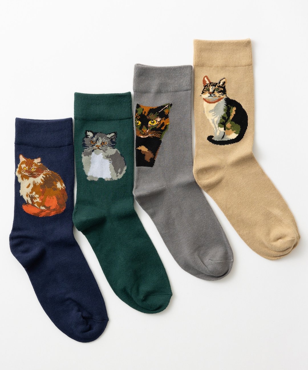 竹纤维袜【四双组】 趣味设计组合 礼盒装 4. 猫咪 2 - 袜子 - 环保材料 多色