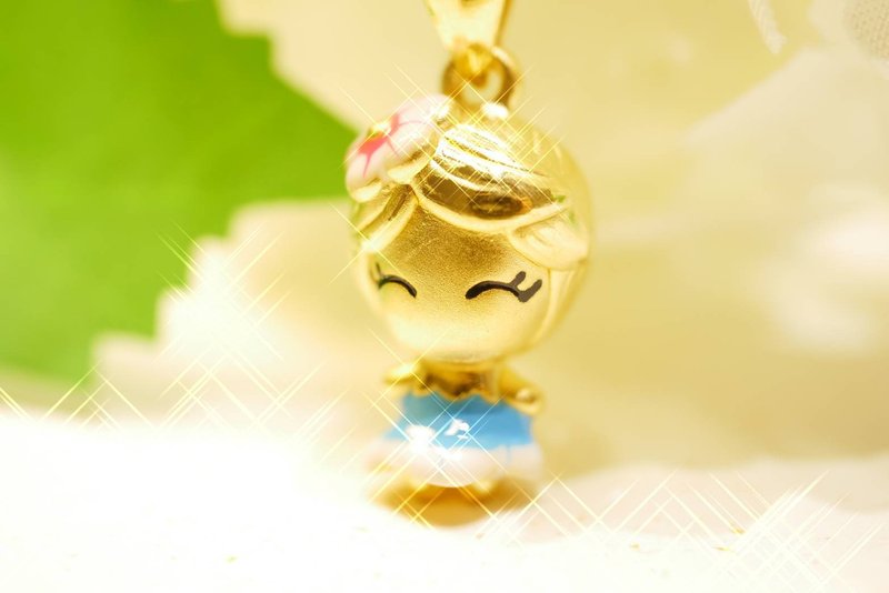 花样少女-硬金吊坠 - 项链 - 24k 金 金色