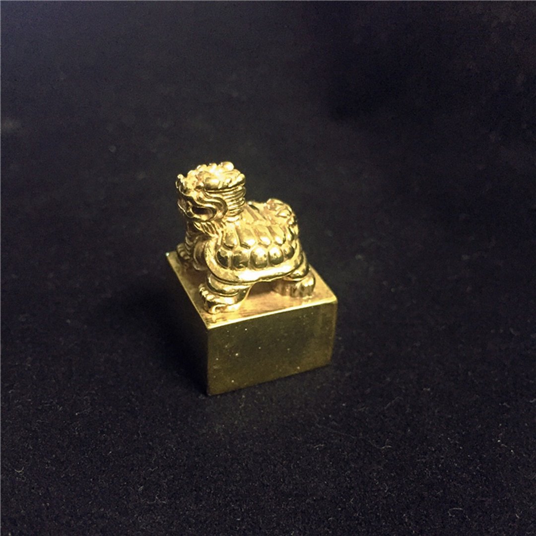 客制订制印章鎏金黄铜龙龟20x20x27mm个性设计礼物摆件 - 印章/印台 - 铜/黄铜 金色