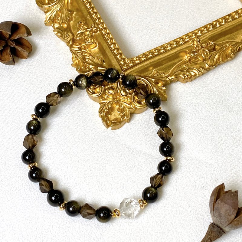 金曜石茶晶手錬|上班族必备 - 手链/手环 - 水晶 金色