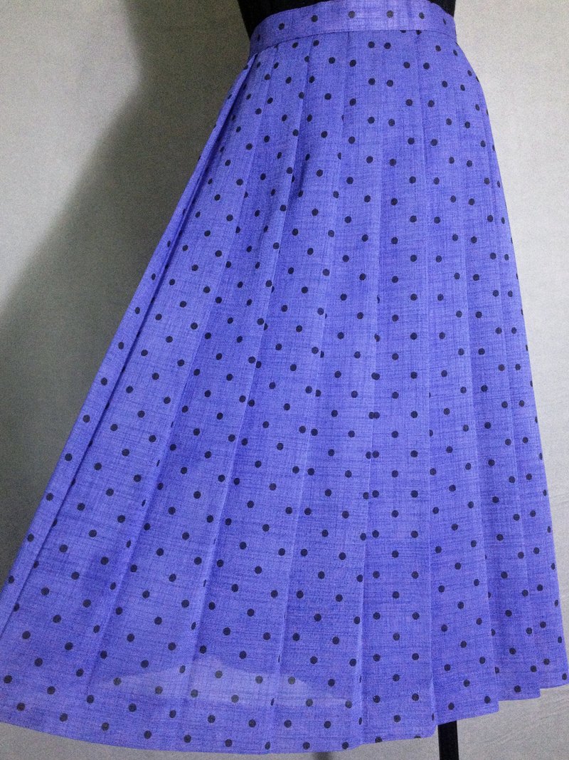 乒乓古着 [ 古着裙/ 日本制点点百褶古着裙 ] 国外带回  复古 VINTAGE - 裙子 - 其他材质 蓝色