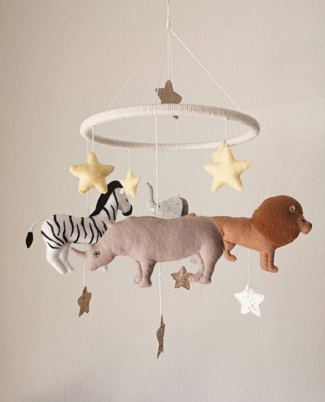 Nursery mobile, Baby mobile neutral safari, Tropical jungle mobile, Crib mobile - 玩具/玩偶 - 环保材料 白色