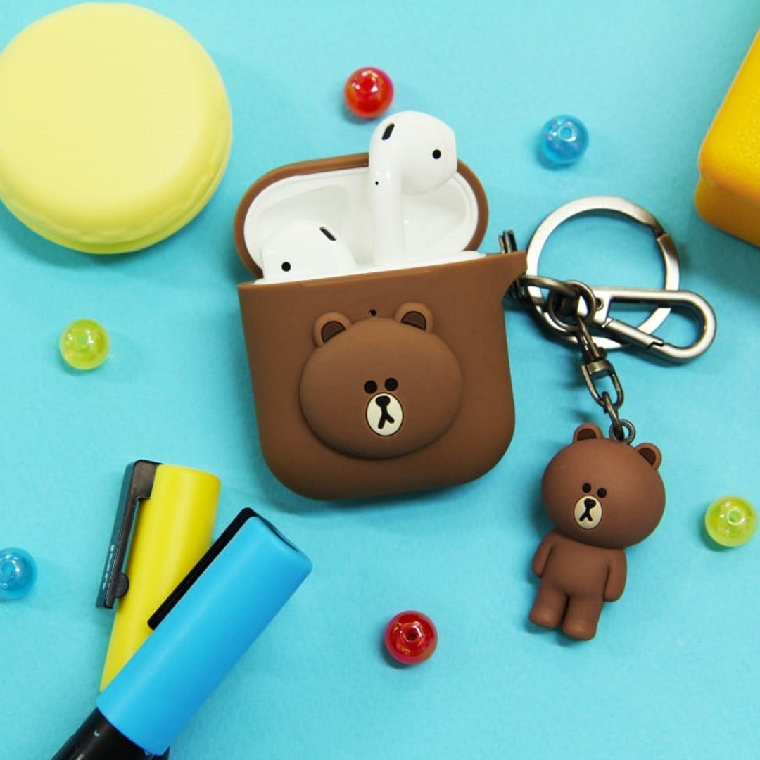 【BROWN 生日快乐】LINE FRIENDS BROWN AirPods 1代 2代 保护套 - 数码小物 - 硅胶 咖啡色